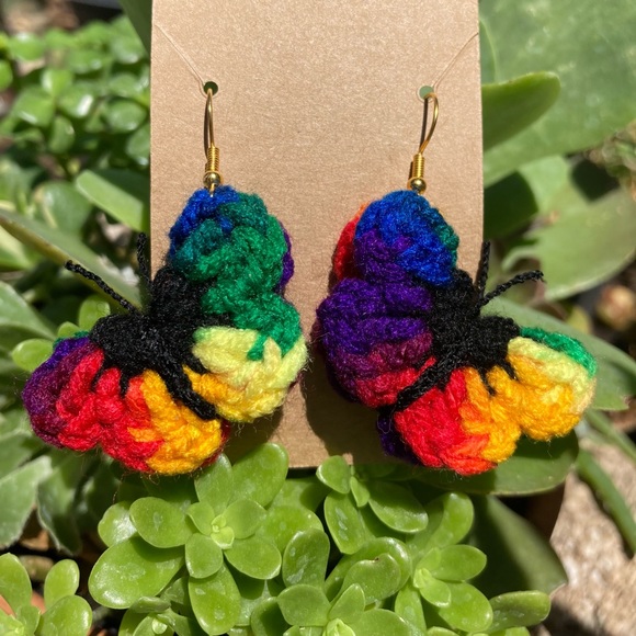 🎉Host Pick🎉Handmade Crochet Rainbow Butterfly Earrings - Picture 4 of 10